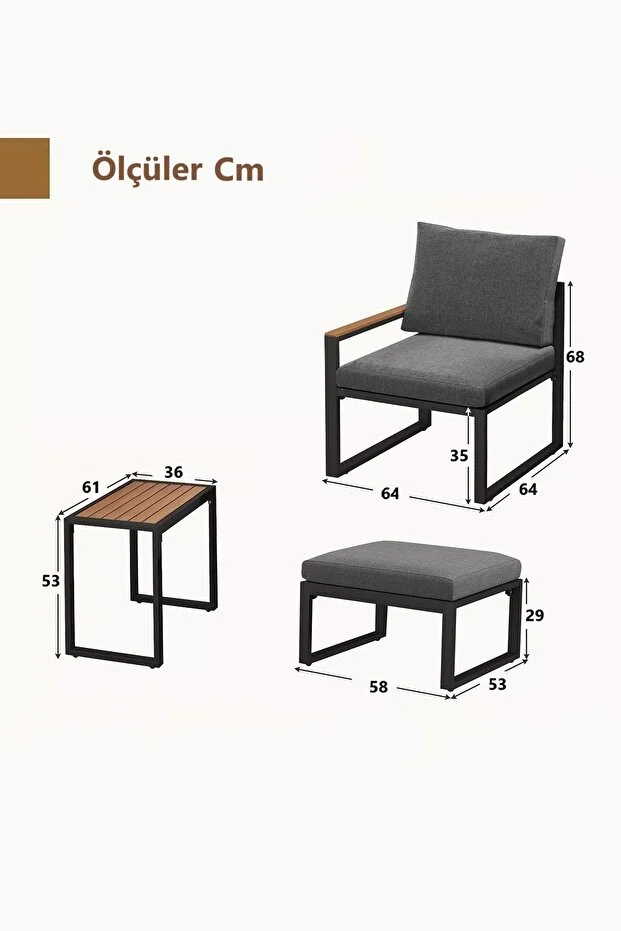 5 Parça Metal Çerçeve Outdoor Multilounge Bahçe Balkon Mobilya,Uzanma